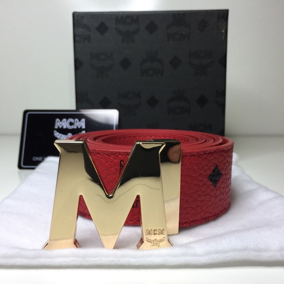 Authentic Red MCM w/ golden M (non-reversible) - Picture 1 of 2